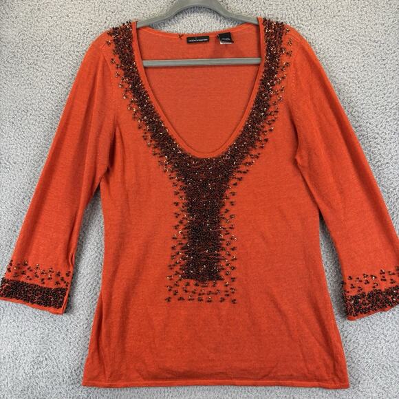 Y2k Linen Sweater Medium Boho Hippie Festival Embellished Sequin Lightweight - Picture 1 of 8